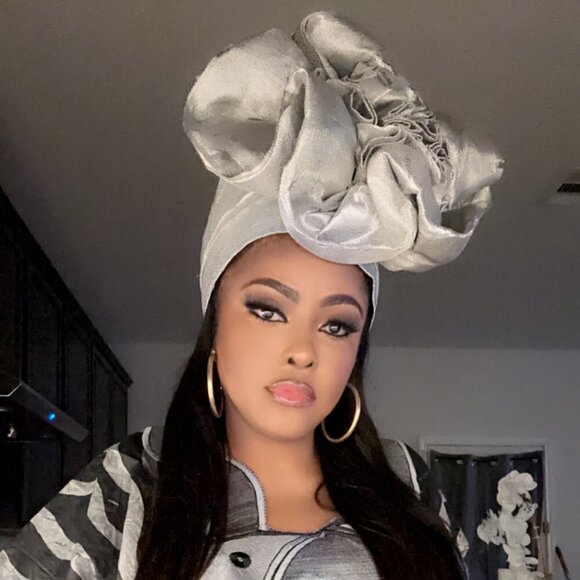 Giant Rose Metallic Aso-oke AUTO GELE Made in Nigeria - Picture 11 of 14